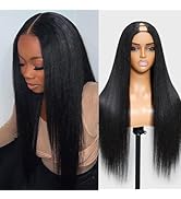 Julia Hair V Part Wig Human Hair Yaki Straight Glueless Wigs for Women 12A Briazilian Remy Hair U...