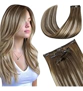 LaaVoo Seamless Clip in Hair Extensions Human Hair Balayage Hair Extensions Clip in Human Hair Ch...