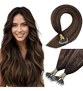 Sunny Hair Nano Bead Hair Extensions Real Human Hair Brown Balayage Nano Human Hair Extensions In...