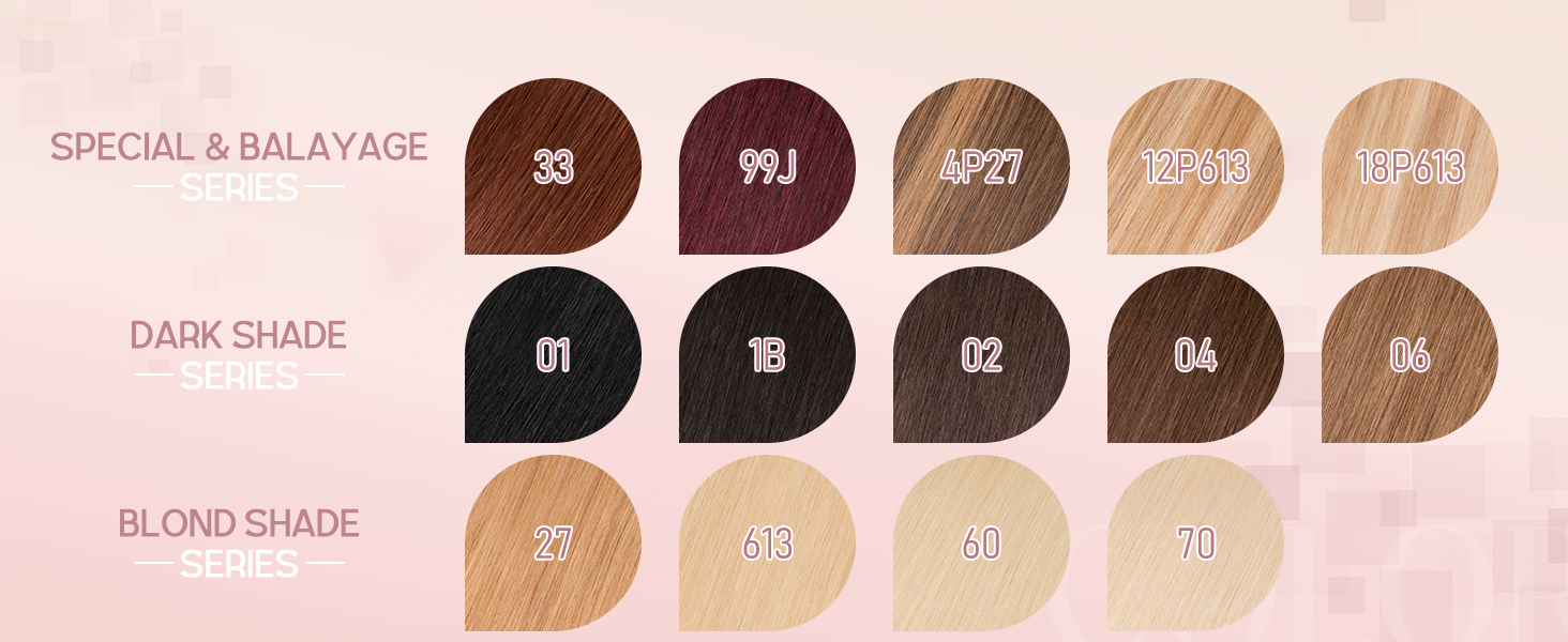 COLOR CHOICES FOR HAIRRO TAPE IN HAIR EXTENSIONS