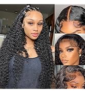 Juvid 30 Inch 13x6 Curly Lace Front Wigs Human Hair 180% Density Deep Curly Wave Lace Frontal Hum...