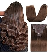 Sisily Clip in Hair Extensions Real Human Hair, Premium Human Hair Clip in Extensions Chocolate B...