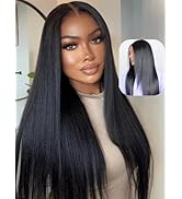 Julia Hair Yaki Straight Pre Cut HD Lace Closure Wigs Human Hair with Elastic Drawstring Glueless...
