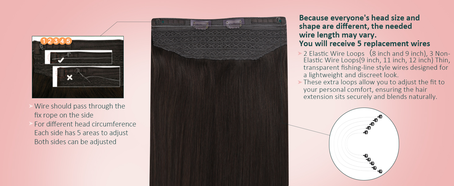 wire extensions real human hair brown
