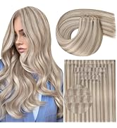 Full Shine Clip in Hair Extensions Blonde Highlight Inject Seamless Clip in Extension for Women S...