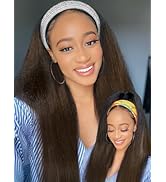 UNICE Light Yaki Straight Headband Wig Human Hair with Drawstring 16 inch Glueless Headband Scarf...