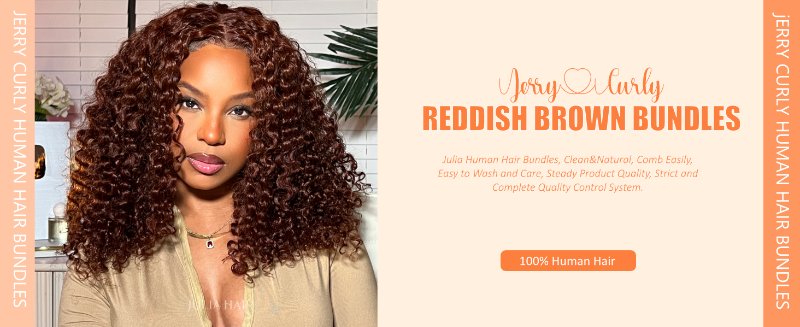 Reddish brown curly human hair bundles sew in hair weave