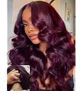 Nadula 13X4 HD Black Cherry Body Wave Lace Front Drawstring Wigs Human Hair with with Face Framin...