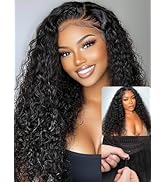 Nadula Bye Bye Knots Glueless Water Wave Wig Human Hair with Elastic Drawstring,Pre Cut 7X5 Invis...
