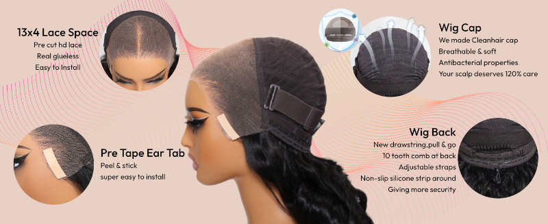 unice loose wave lace front wigs human hair glueless wigs human hair pre plucked pre cut bangs wig