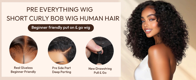 unice short curly bob wigs human hair glueless wigs human hair pre plucked pre cut wear go humanhair