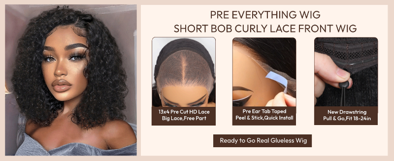 unice short curly bob wigs human hair lace front wigs human hair wig glueless pre plucked pre cut