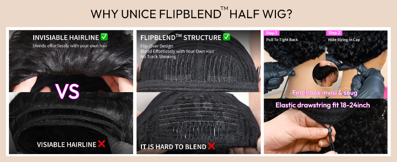 unice blend secure half water wave human hair wigs for women real glueless wear go beginner wigs