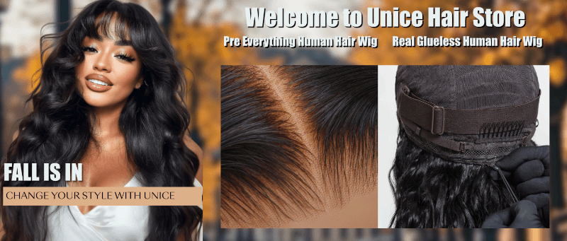 unice glueless wigs human hair pr eplucked pre cut glueless beginner friendly wear go with bangs