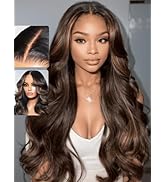UNICE 16 inch Pre Everything Glueless Wigs Human Hair Pre Plucked Pre Cut Espresso Brown Highligh...