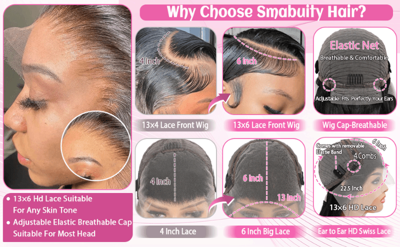  Lace Front Wig Glueless Wigs Human Hair Pre Plucked With Baby Hair 