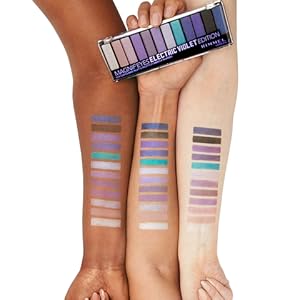 Swatches of Rimmel Magnif'eyes Eye Palette on fair, medium and dark skin tones