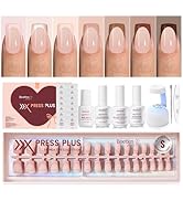 Beetles X Press Plus Gel Nails Kit - Mocca Mousse French | 7 Colors Short Square French Tip Press...