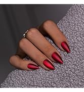 KQueenest Halloween Press On Nails Short Almond, Matte Cat Eye Press On Nails with Glue, Sparkly ...