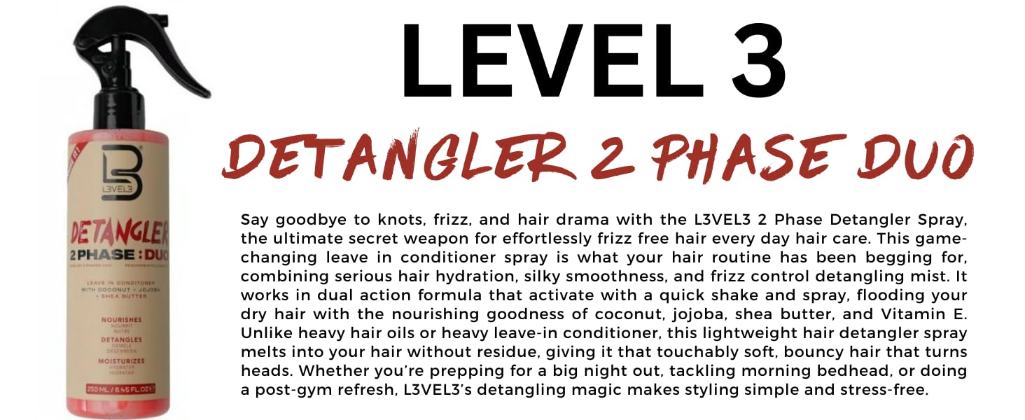 leave in detangler spray for frizz 2 phase hair detangling spray coconut jojoba detangler spray