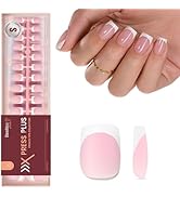 Beetles French Tip Press On Nails: 150 Pcs Pink Short Square Press On Nails 4 in 1 Nail Tips, Pre...