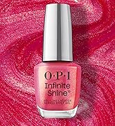 OPI Good Redputation Infinite Shine Long-Lasting pink red shimmery nail polish with gold shimmer