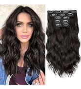 Kookastyle Clip in Hair Extensions 6PCS Short Synthetic Hair Extensions Soft Wavy Curly Hairpiece...