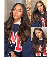 Nadula Chestnut Brown Ombre Yaki Straight Lace Front Wig Human Hair 13x4 HD Pre Plucked Glueless ...