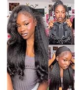 Nadula V Part Wig Kinky Straight Human Hair No Leave Out with Drawstring, Glueless Upgrade Easico...