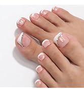 ASONRL 24 Pcs Press On Toenails, Short Square Diagonal French Toe Press On Nails with Diamond, Re...