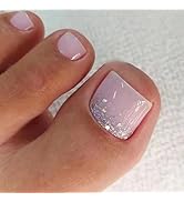 Purple Toe Press on Nails Short Square Toe Nail Press ons with Sparkle Designs Glossy Press on To...
