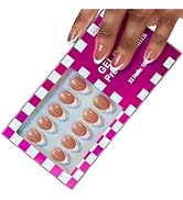 ASONRL 32 PCS Short Almond Nude Brown Press on Nails- French Tip Gel Nail Fake Nails, 16 Sizes Gl...