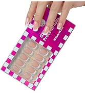 ASONRL 32 PCS Short Square Nude Press on Nails- French Tip Gel Nail Fake Nails, 16 Sizes Glue On ...