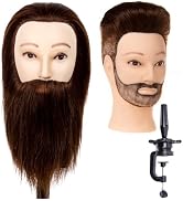 Stancia Male Mannequin Head,Training Head with 100% Human Hair,14” Barber Mannequin Head, Hairdre...