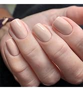 Nude Press on Nails Short Square Fake Nails Acrylic Nails Extra Short Oval False Nails Glossy Sol...