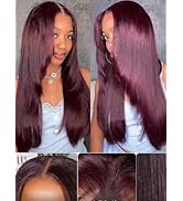 Nadula Glueless Black Cherry Layered Straight Drawstring Wig Human Hair 180% Density, 7x5 HD Bye ...