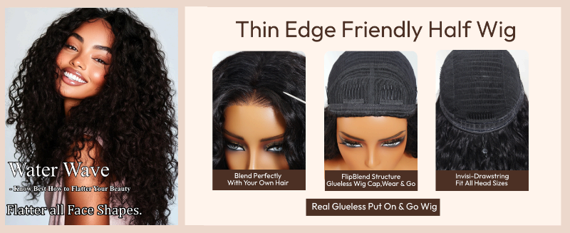 unice water wave human hair wigs human hair half wigs headband