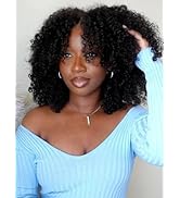 UNICE Flip Over 3/4 Half Wig Human Hair Kinky Curly with Drawstring Wear and Go Glueless Half Wig...