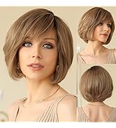EMMOR Hand-Tied Lace Front Wig, 100% Human Hair Wigs for Women Natural Layered Wig, Wavy Differen...