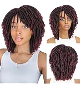 HANNE Dreadlock Wig Short Twist Burgundy Wigs for Black Women and Men Afro Curly Synthetic Dreads...