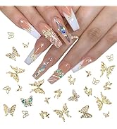 26 Pcs Cute 3D Butterfly Nail Charms Kit - Kawaii Gold Metal Nail Art Decorations Mixed 8 Designs...