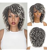 HANNE Dreadlock Wig Short Afro Faux Locs Twist Wigs for Black Women and Men Afro Curly Synthetic ...