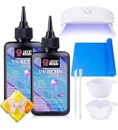 LET'S RESIN UV Resin with Light,Upgraded 200g Crystal Clear&Low Odor UV Resin Kit,UV Light,Silico...