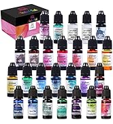 Alcohol Ink for Epoxy Resin LET'S RESIN Concentrated Alcohol Ink Set, 26 Vibrant Colors Alcohol-B...