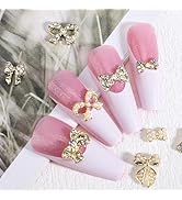 Gold Bow-Knot Nail Charms Bulk 33 Pcs Metal Alloy 3D Ribbon Bow Tie Charms for Acrylic Nails Art ...