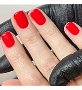 Red Press on Nails Short Square Fake Nails Solid Red False Nails Solid Color Acrylic Nails Press ...