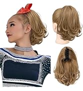 KooKaStyle Ponytail Extension, 10" Short Claw Clip in Pony Tails Hair Extensions Curly Wavy Synth...