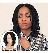 HANNE Short Dreadlock Wigs for Black Women and Men Afro Crochet Twist Braided Faux Locs Wig for A...