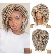 HANNE Dreadlock Wig Short Twist Wigs for Black Women and Men Afro Curly Synthetic Wig (Blond)