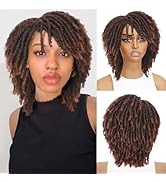 HANNE Dreadlock Wig Short Twist Wigs for Black Women and Men Afro Curly Synthetic Wig (350 Color)